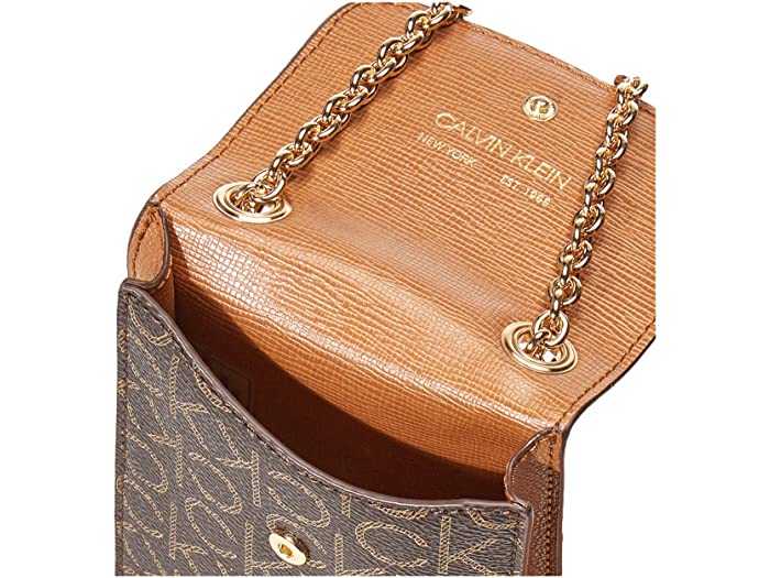 Calvin Klein Hailey Saffiano Black Shoulder Bag With Gold Chain And Strap
